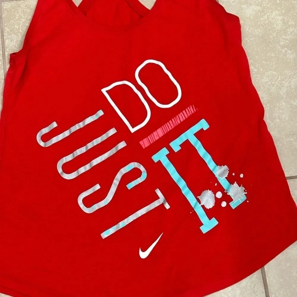 Nike Women Athletic Sleeveless Just Do it Tank Top Red size Small - Image 2