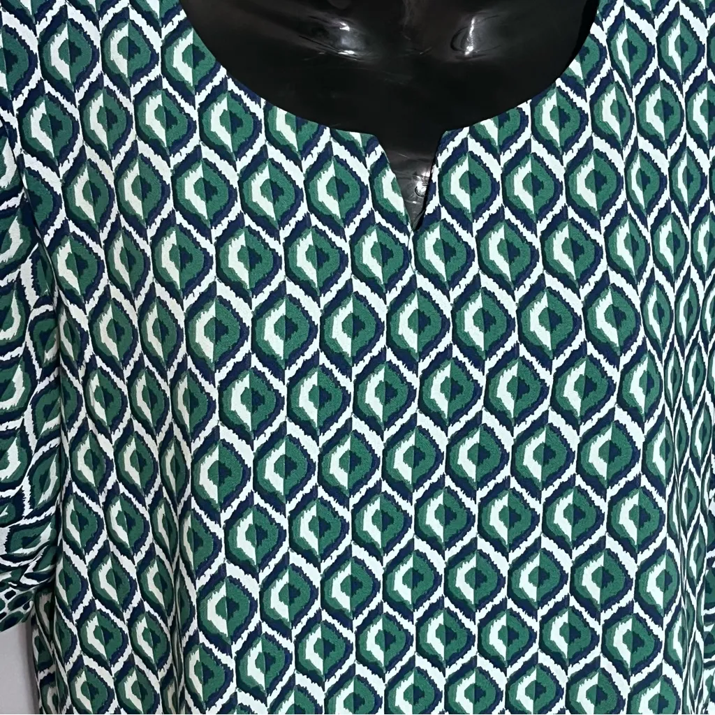 NY Collection Green and White Patterned Midi Dress - Image 3
