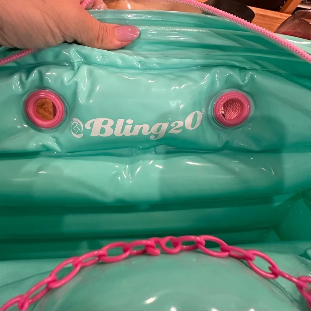 BLING2O retro bag. Charm inflatable beach bag or fun bag teal color Green - Image 6
