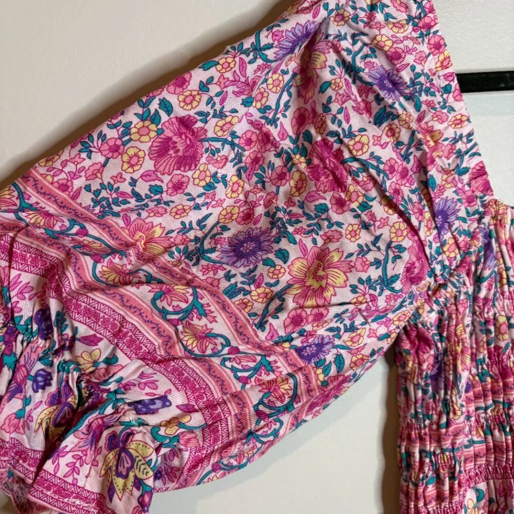 Amazon pink floral smocked boho dress - Image 3