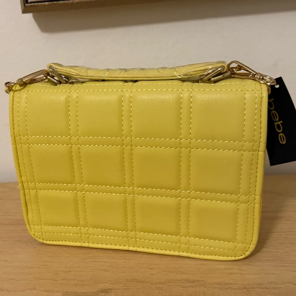 bebe Yellow Quilted Mini Bag with Chain - Image 2