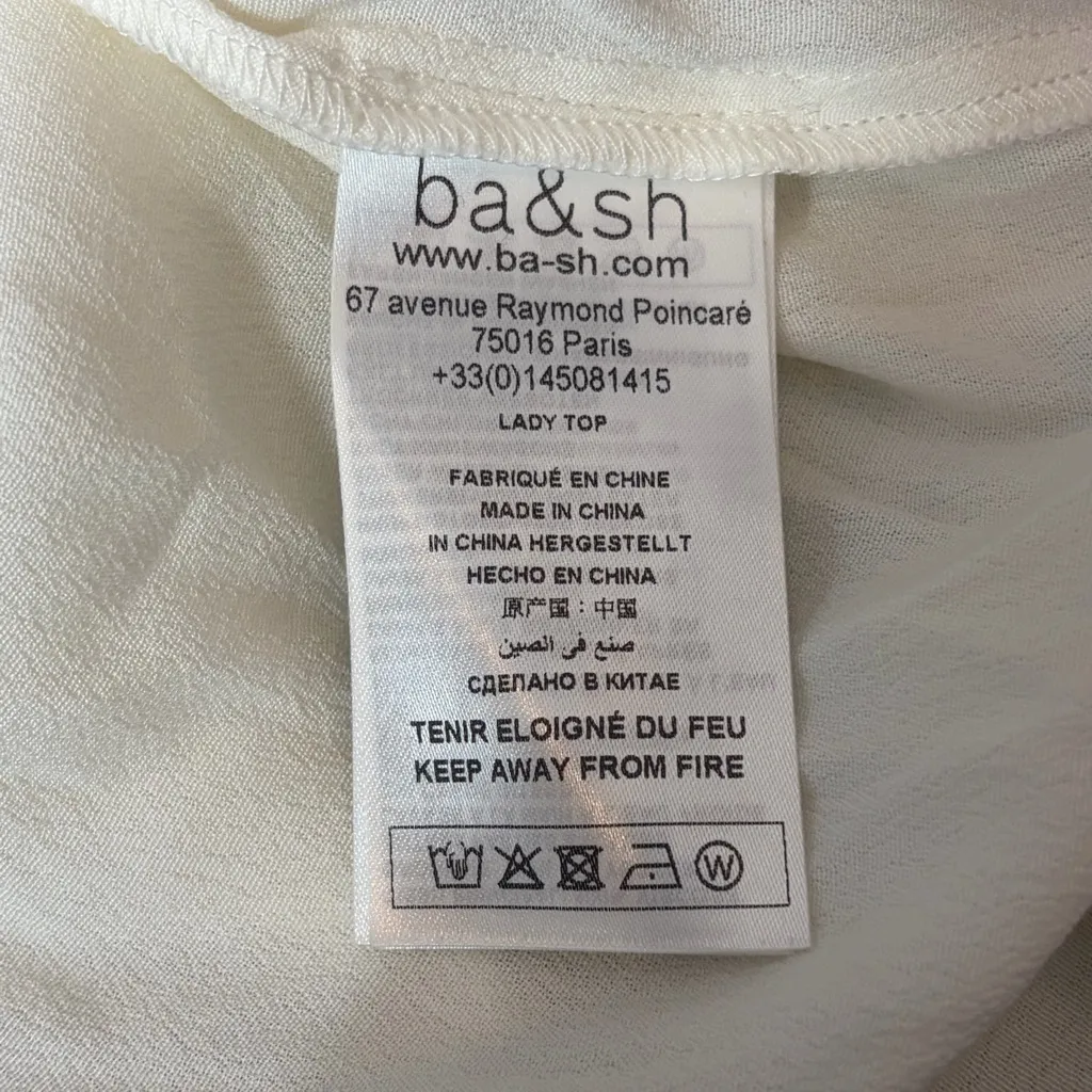 Ba&sh Cream with Embroidered bohemian peasant Accents top blouse size small 6 - Image 14