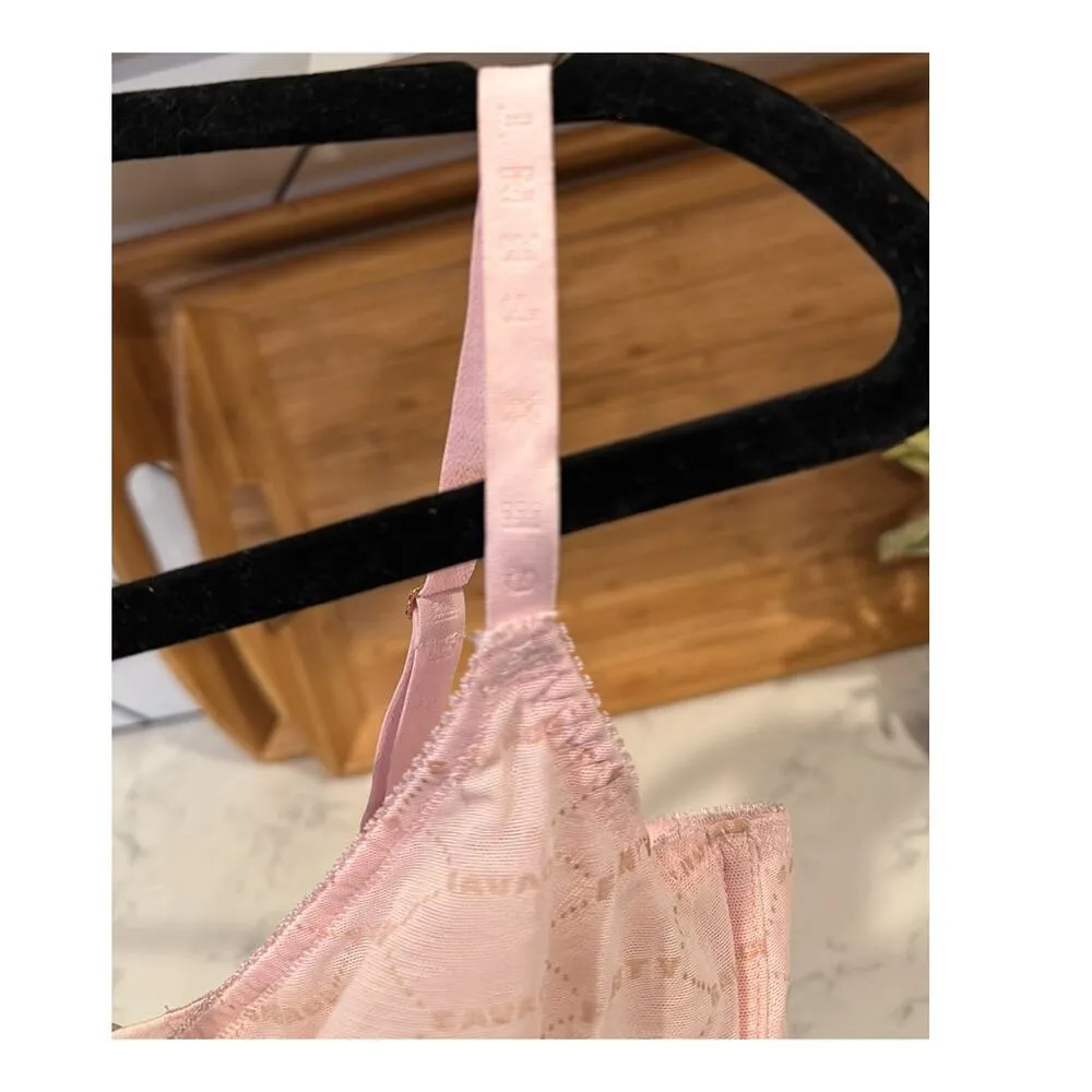 Savage x Fenty flocked logo cotton candy pink sheer with wire bra sexy size 36D - Image 6
