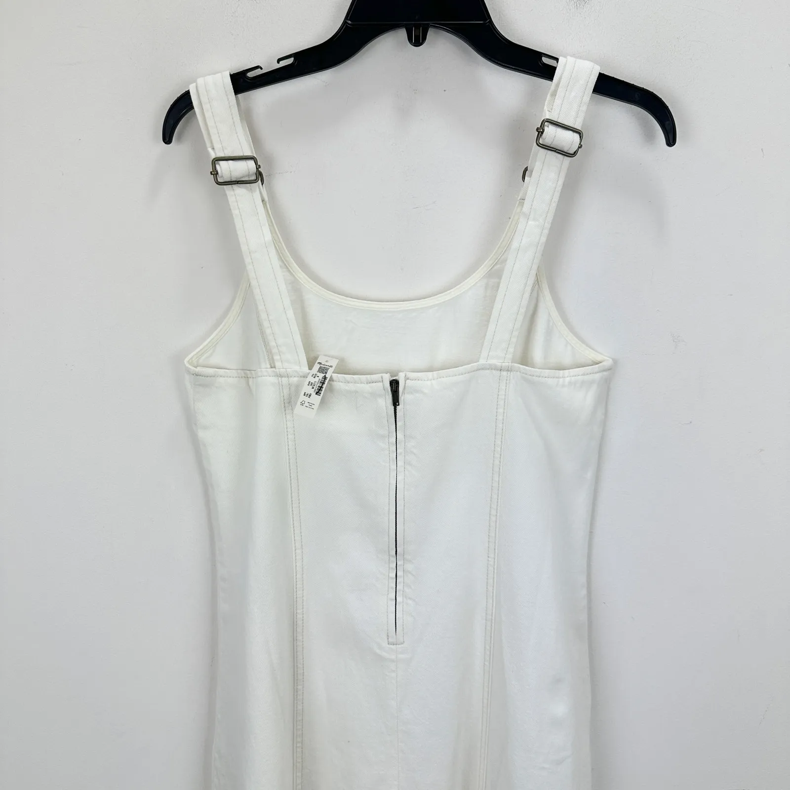 Madewell Denim Scoopneck Midi Dress Pure White Wash A Line Minimalist Medium NWT - Image 12