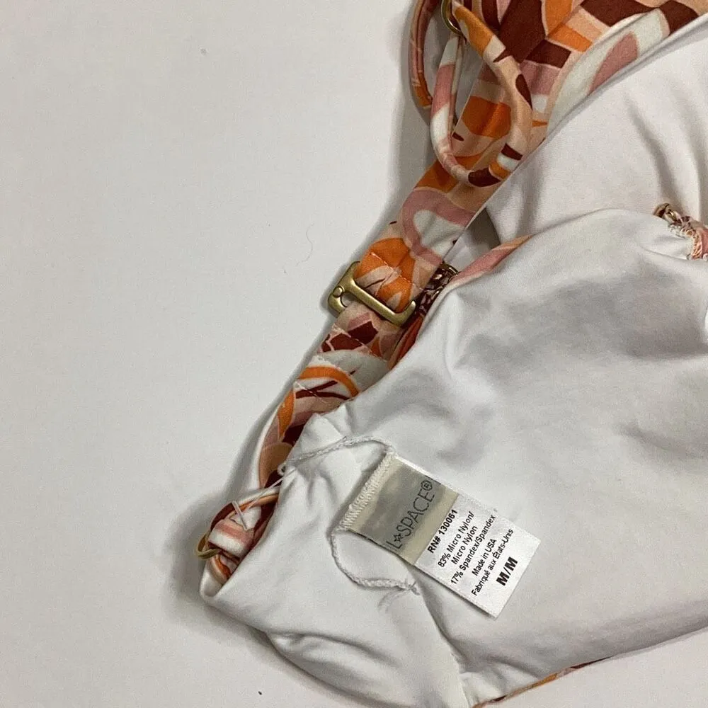 New. L*SPACE orange paisley chain bikini top. Medium. Retails $99 - Image 12