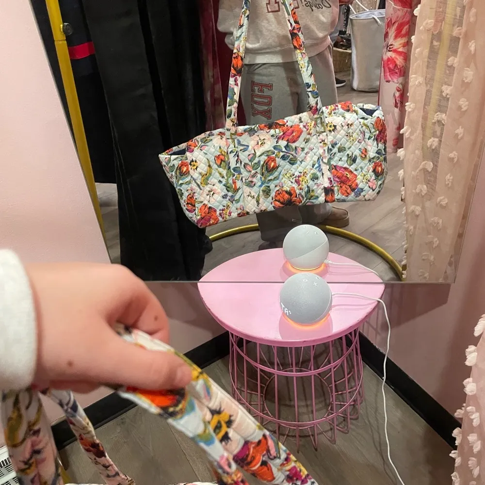 Floral Quilted Shoulder Bag. Large tote/duffle. - Image 2