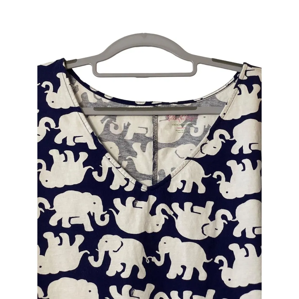 Lilly Pulitzer Womens Eliza TShirt Dress Blue White Pima Cotton Tusk in Sun Sz M - Image 2
