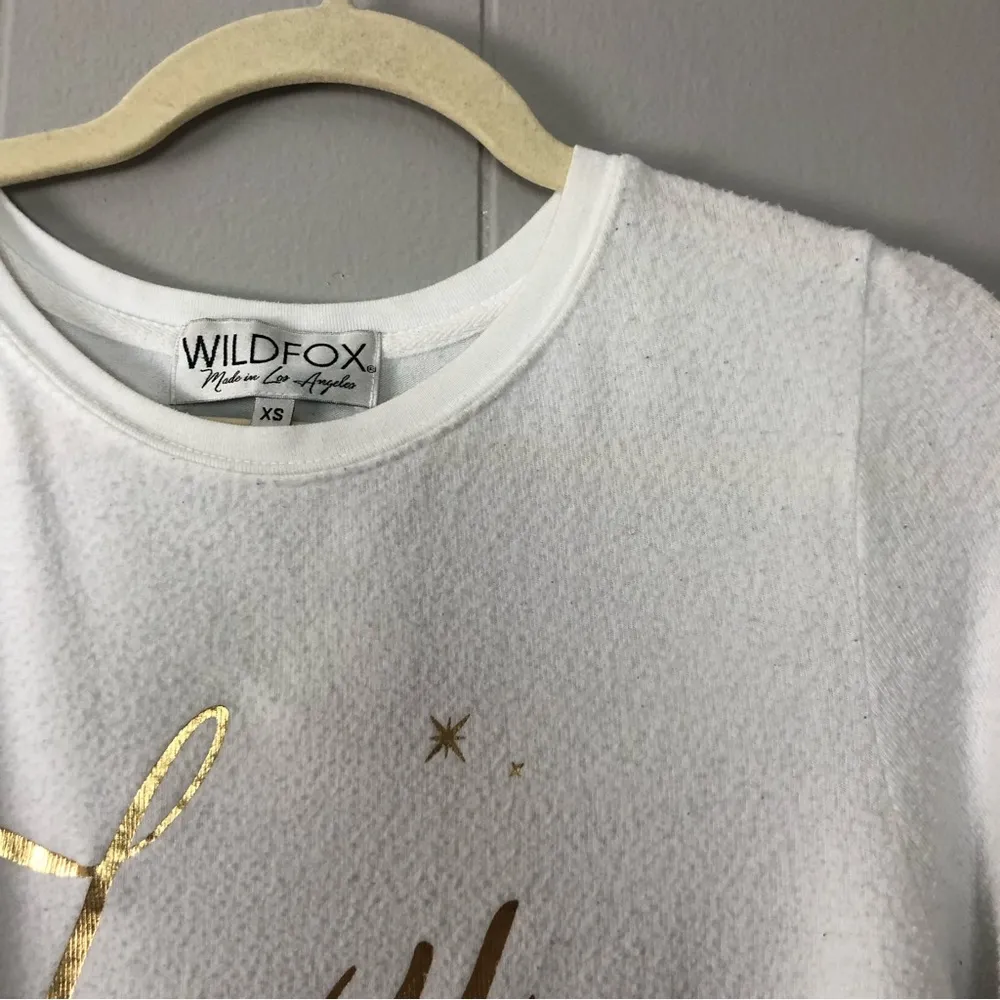 Wildfox Foxy Lady Fleece Sweatshirt XS Women’s White Gold Sweater Crewneck - Image 6
