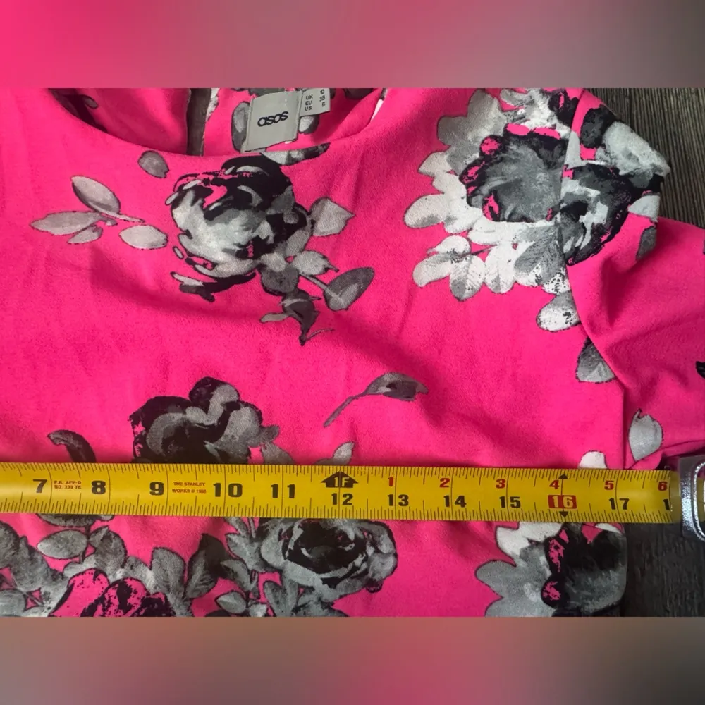 ASOS Pink Rose Mirror Floral Body-Con 3/4 sleeve Dress size 6 - Image 9