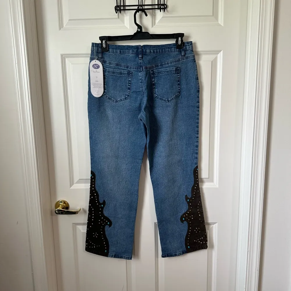 Diane Gilman Western Bootcut Embellished Jeans Size 12P - Image 14