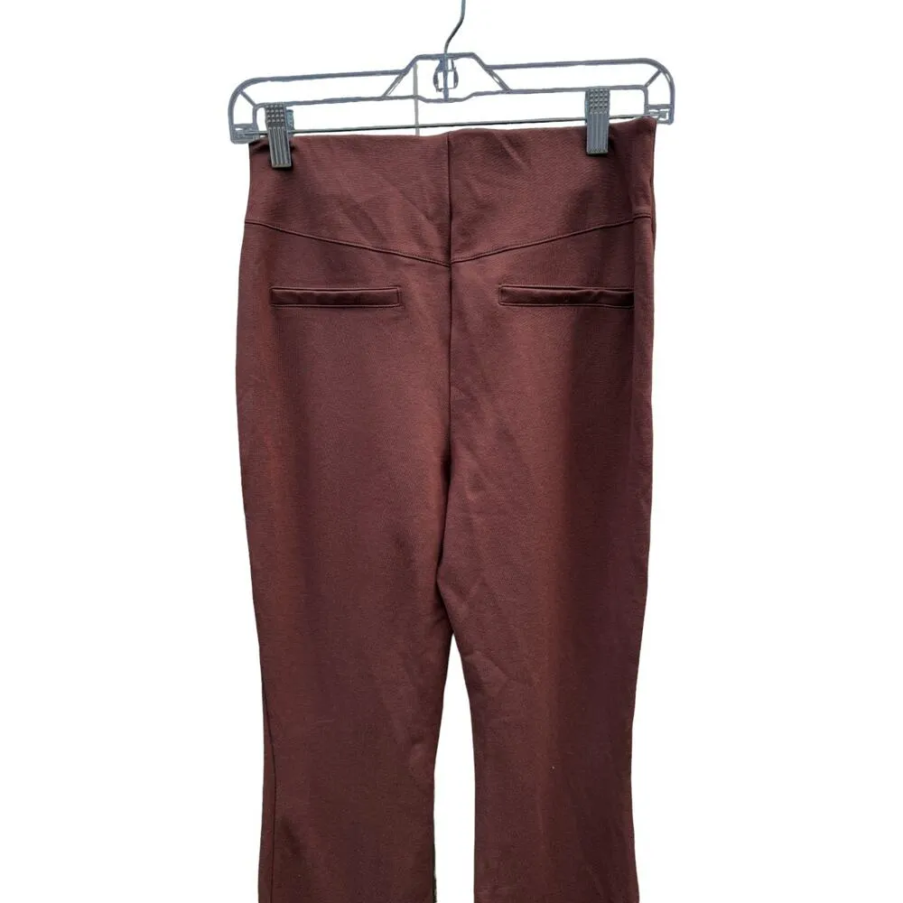 Peace Love World Ponte Split Hem Pants Chocolate Brown XS - Image 9