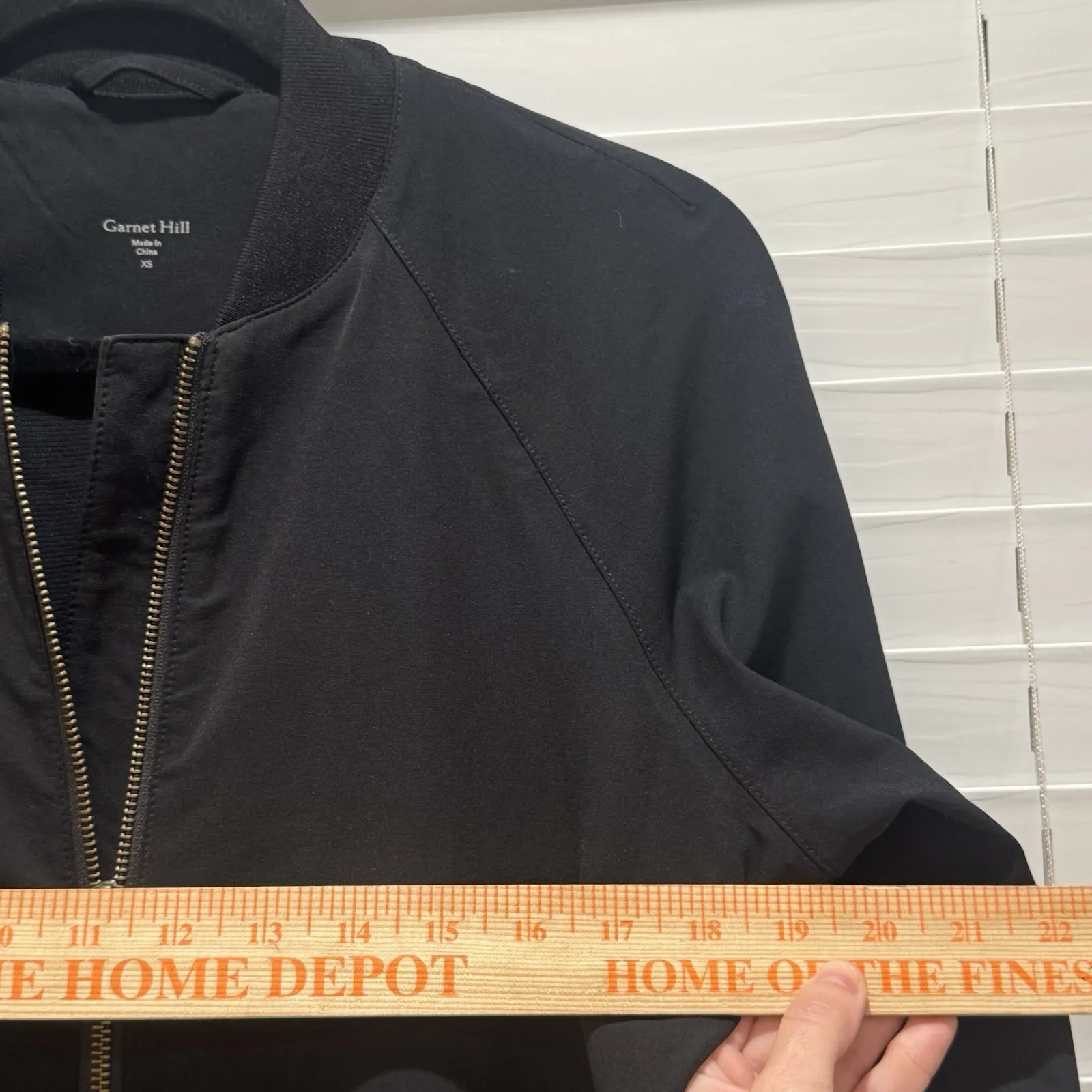 Garnet Hill Size XS Black Longline Bomber Full Zip Jacket Water-Resistant Coat - Image 7