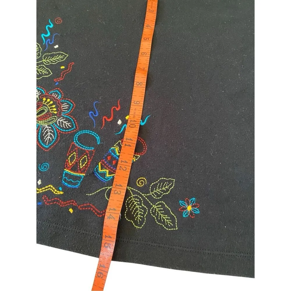 White Stag Embroidered Floral T Shirt Flower Tropical Bongo Jungle Rainbow - Image 9