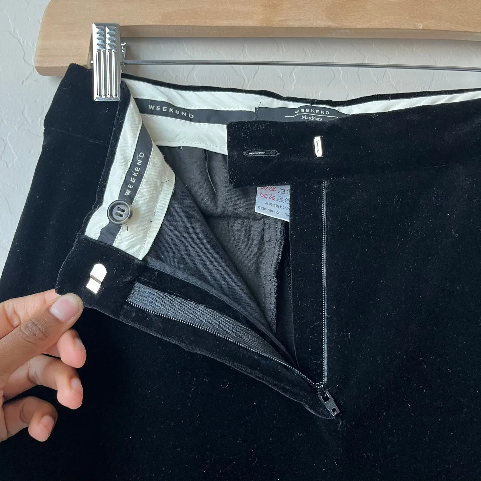 Weekend‎ MaxMara Black Velvet Wide Leg High Waist Trouser Pants Size 6 - Image 6