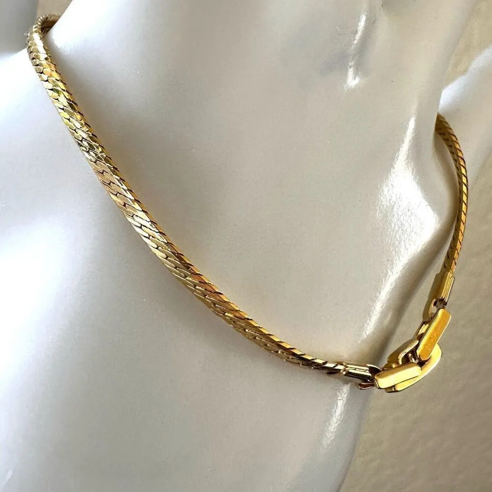 Gold tone herringbone bracelet - Image 8