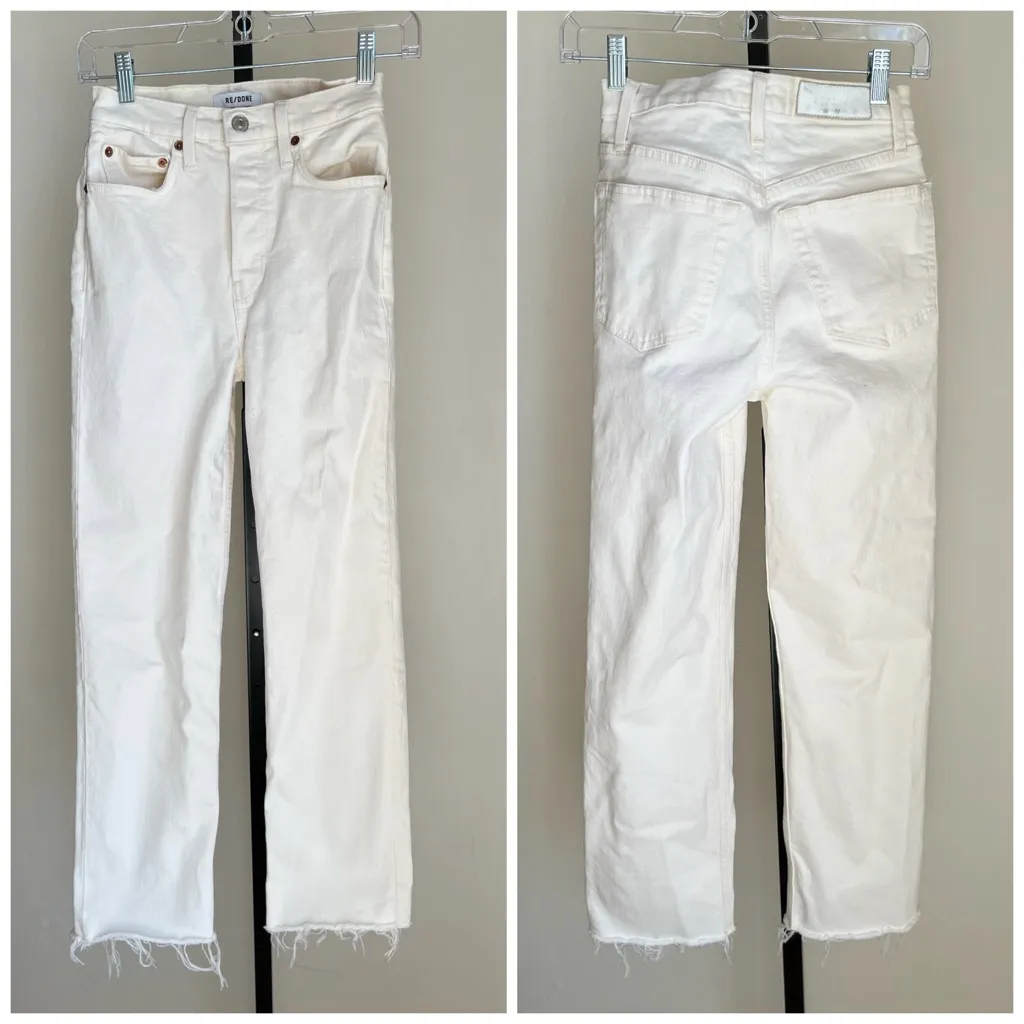 Re/Done 70s Stove Pipe Vintage White Jeans - Image 3