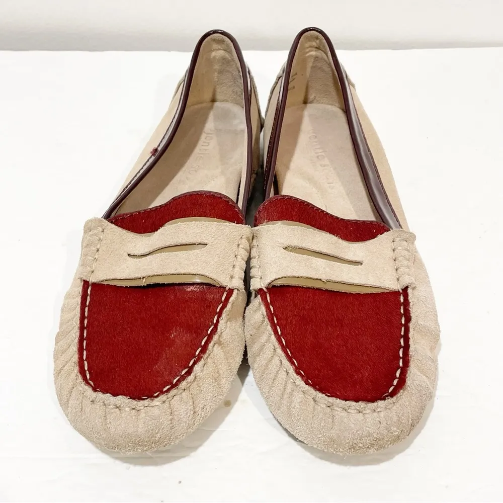 Gentle Souls By Kenneth Cole Size 9 Cream Red Leather Driving Loafer Shoe - Image 2