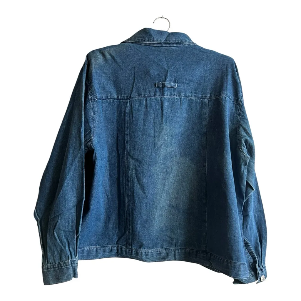 Vintage Storybook knits cherubs angels denim jacket 1X NEW Blue - Image 5