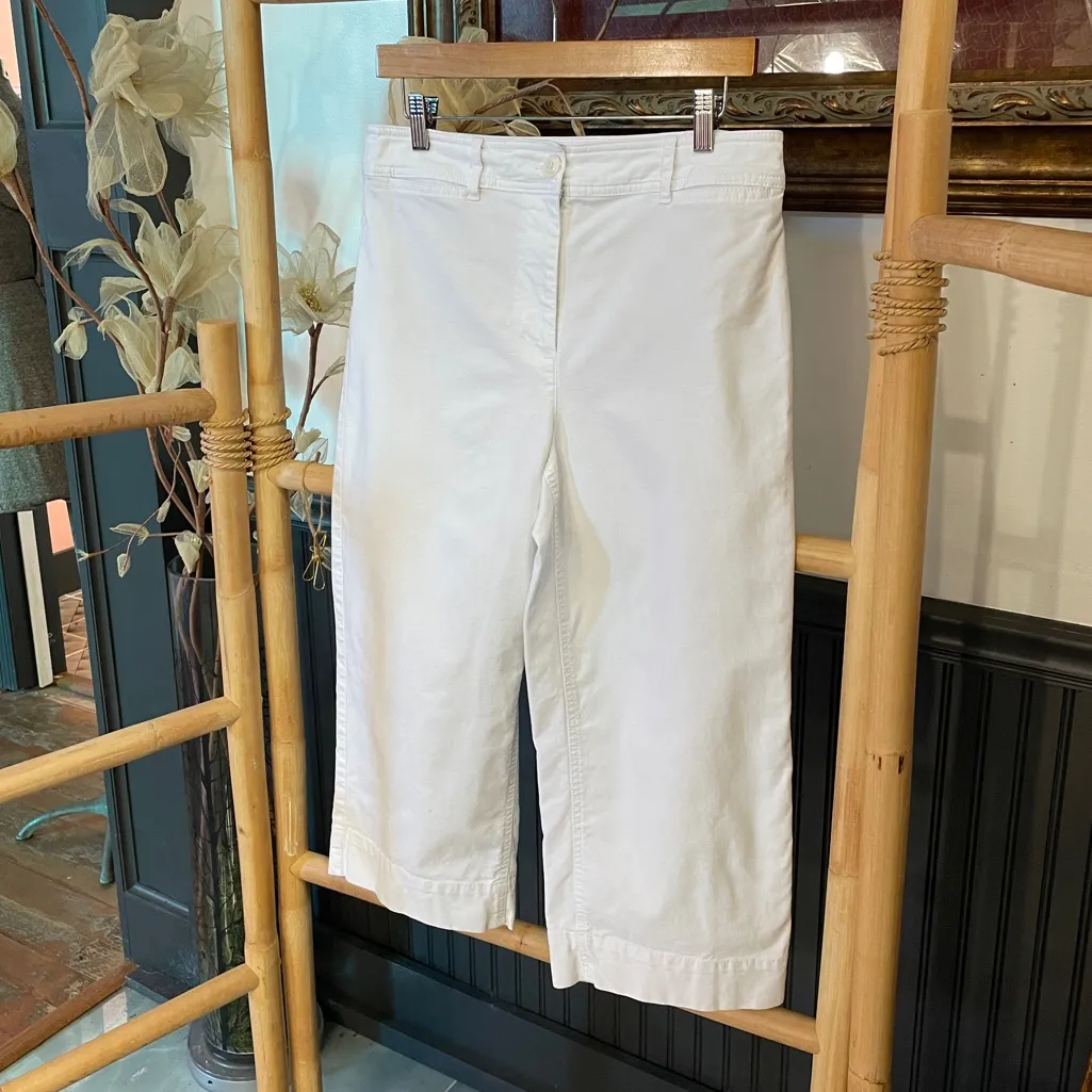 Talbots Wide Leg Crop Chino White Pants - Sz 8P 💚🎀 - Image 2