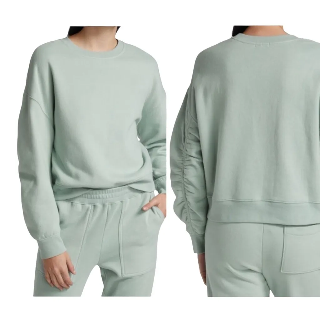 Rails Sweatshirt Women Large Light Seafoam Green Hilda Gathered Sleeve Cropped - Image 2