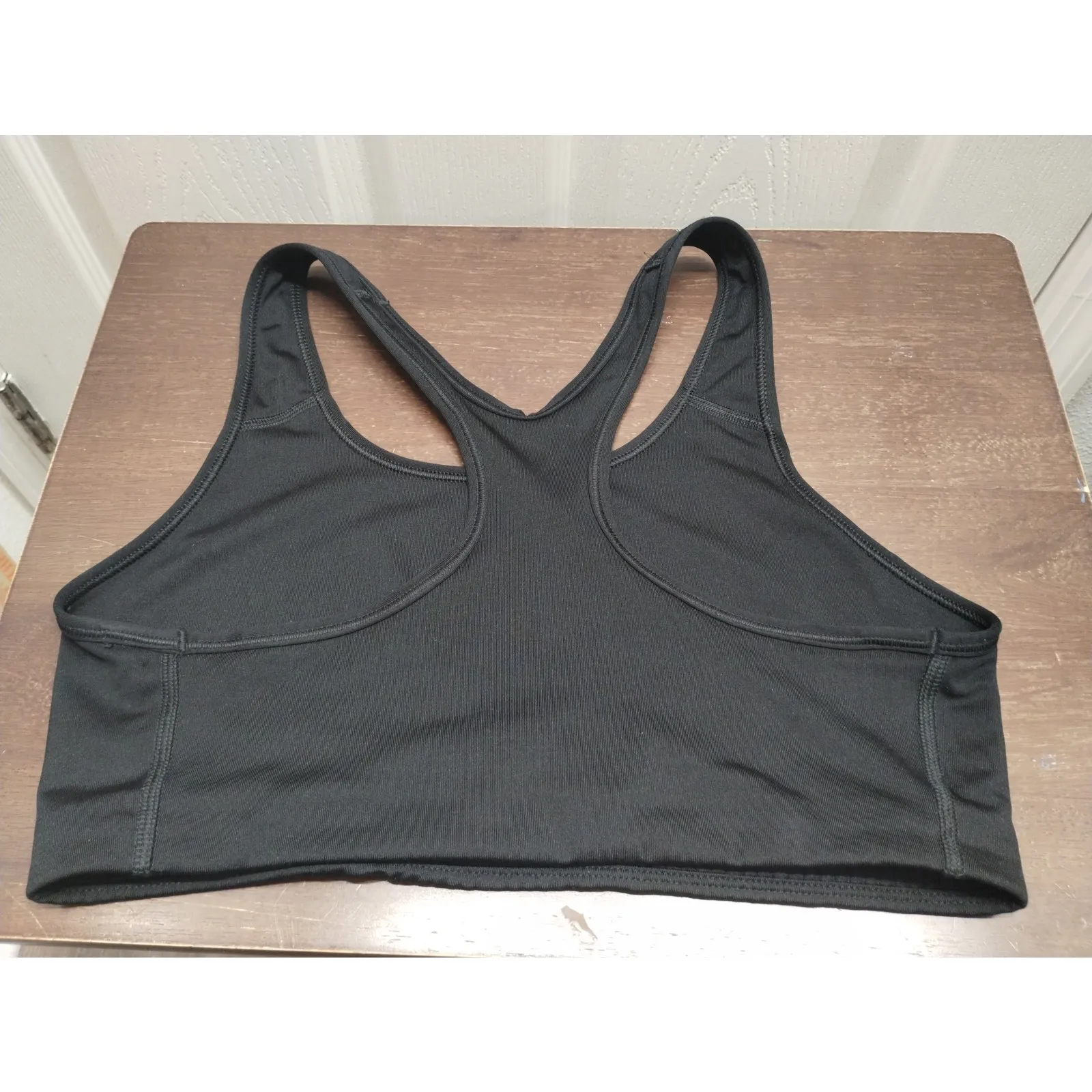 Nike Women Size Large Dri-Fit Swoosh Spellout Athletic Training Black Sports Bra - Image 3