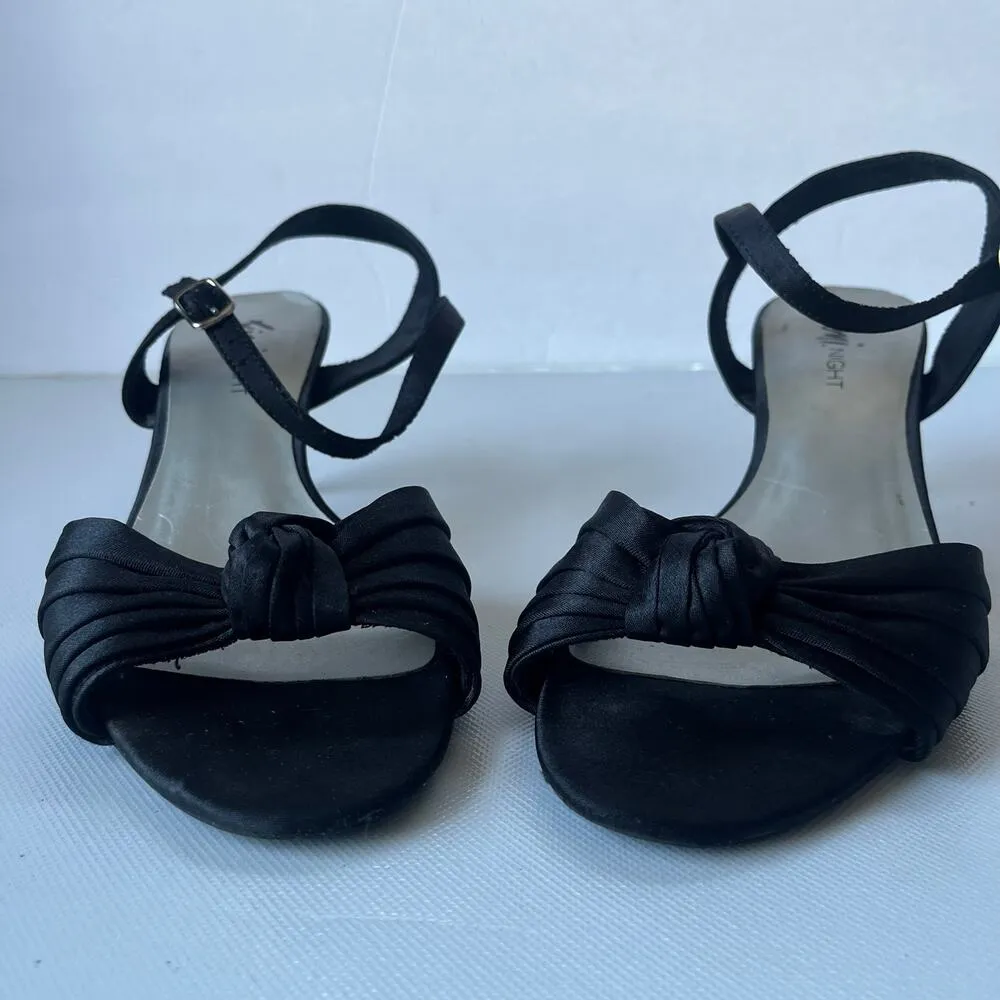 Fioni Nights Satin Kitten Heel Sandals Womens Size 8.5 Strappy Y2K Glam Cocktail Black - Image 3