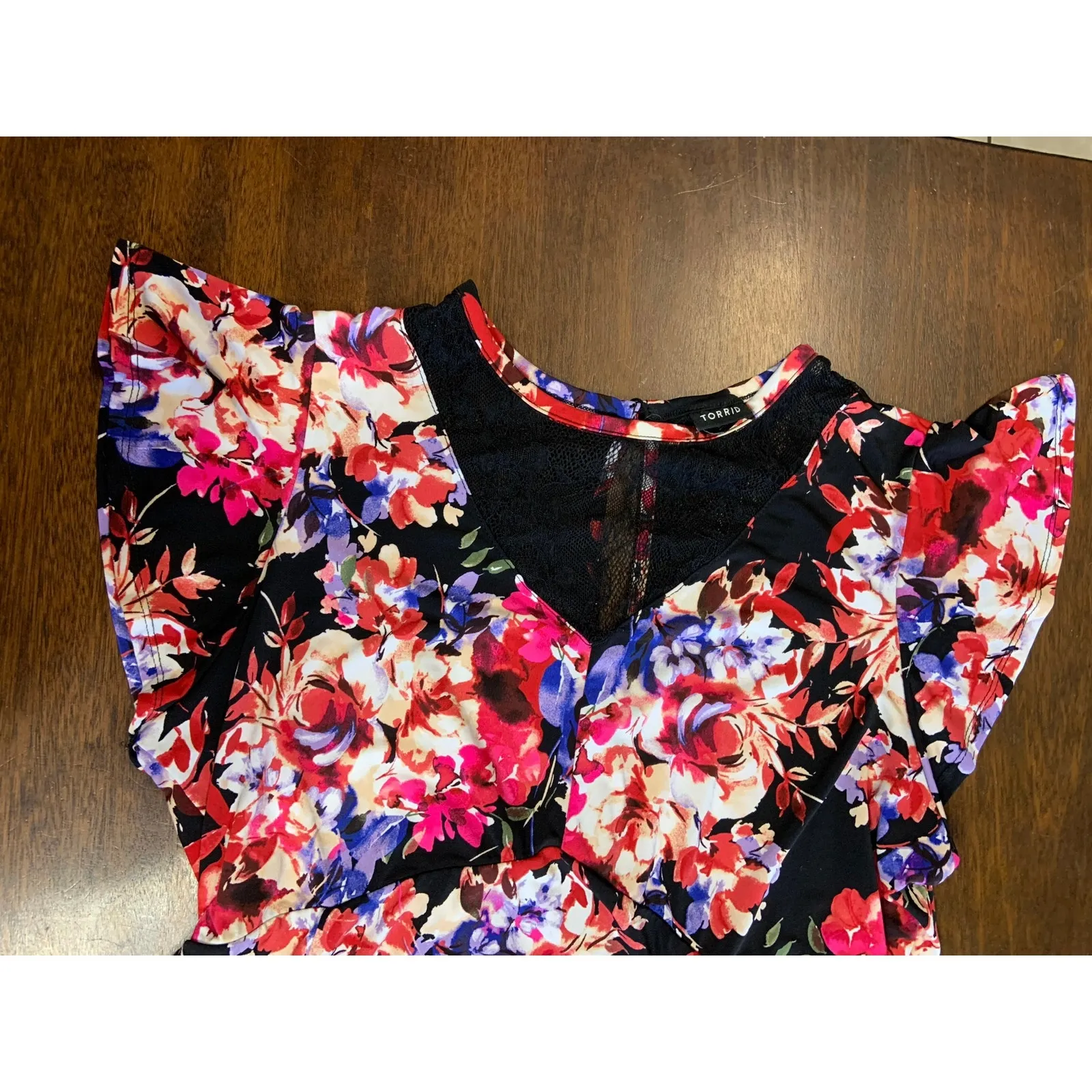 Torrid Floral Dress Women 2 Lace Stretch Plus Size Feminine Dainty Colorful Cute - Image 7