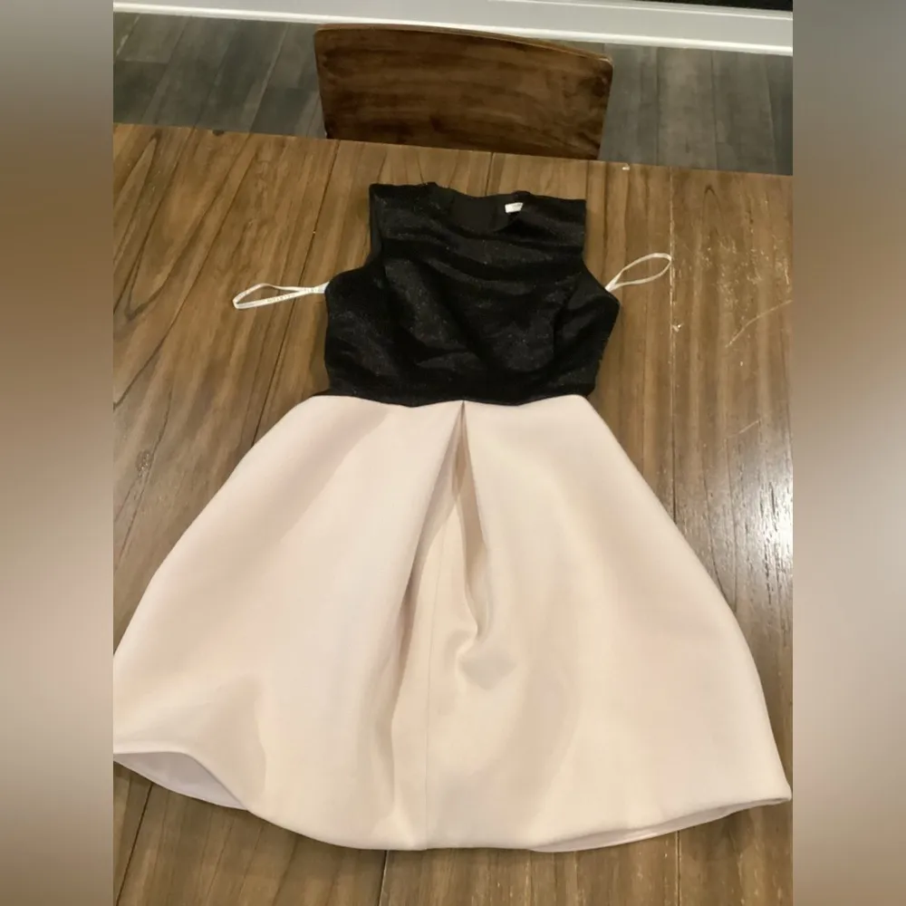 Halston Heritage jacquard Fit Flare Color block puff cocktail Mini Dress 2 - Image 3