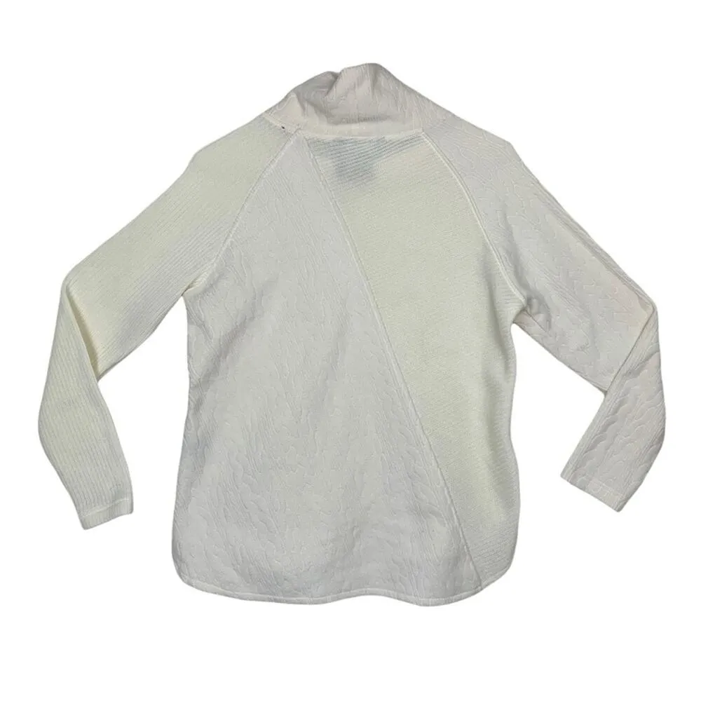 wooly bully women's large white cowl neck pullover sweater corded - Image 4