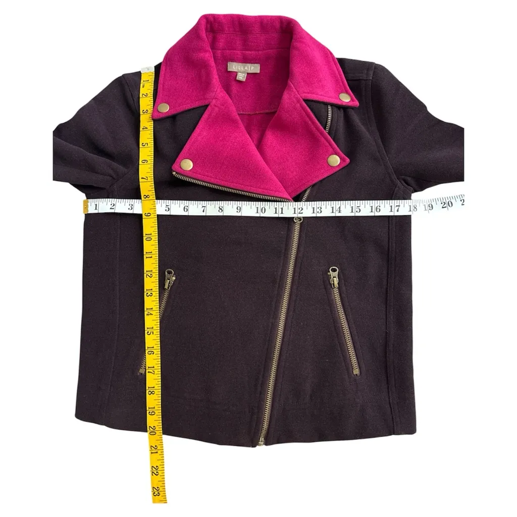 Anthropologie Lilla P purple taupe and Pink Bomber Jacket with Asymmetrical XS - Image 10