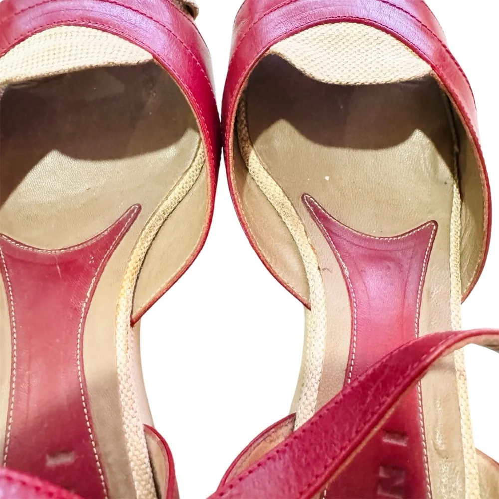 MARNI red leather wedge sandals MADE IN ITALY Size 8 - Image 6