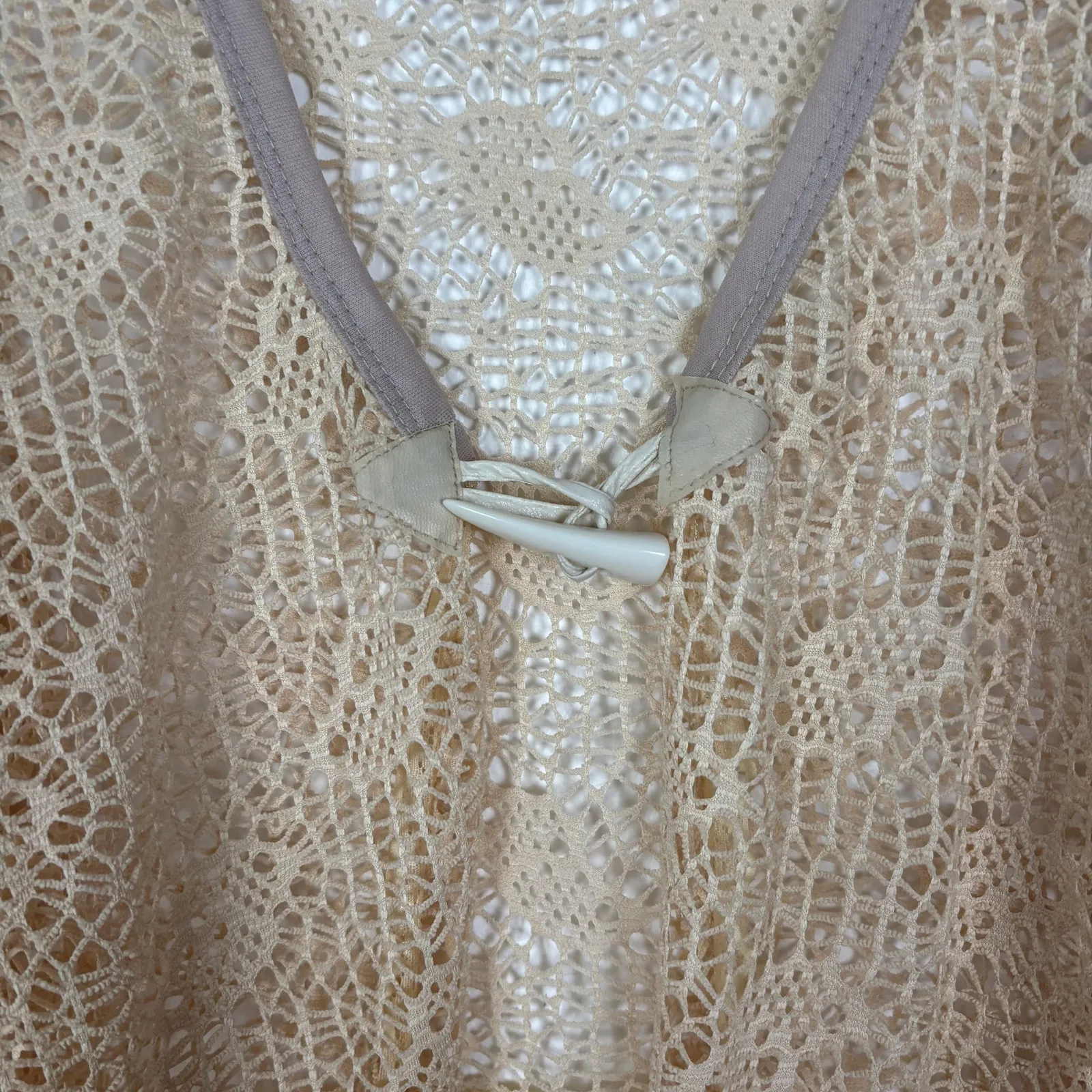 My Pretty Angel Crochet Linen Blend Sleeveless Vest Boho Festival Medium - Image 2