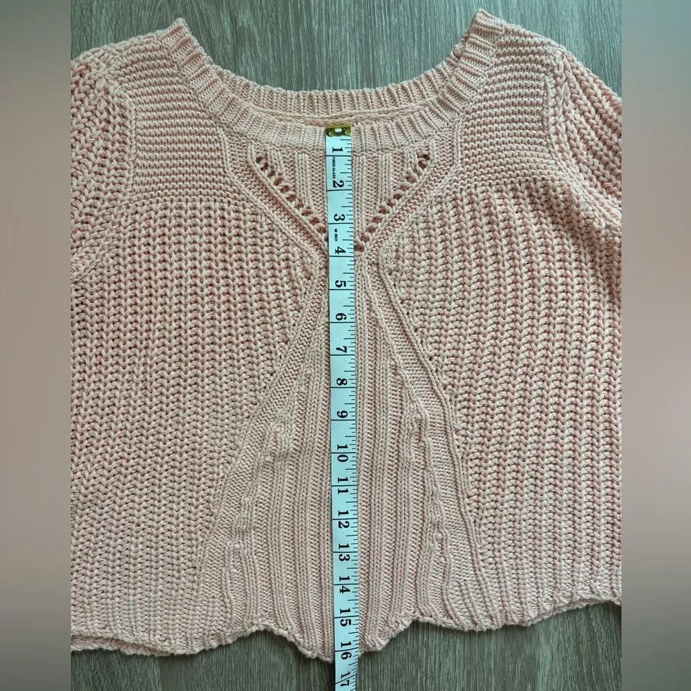Aerie Sweater Womens MediumLight Pink Scalloped Hem Cropped‎ Bell Sleeve Preppy - Image 10