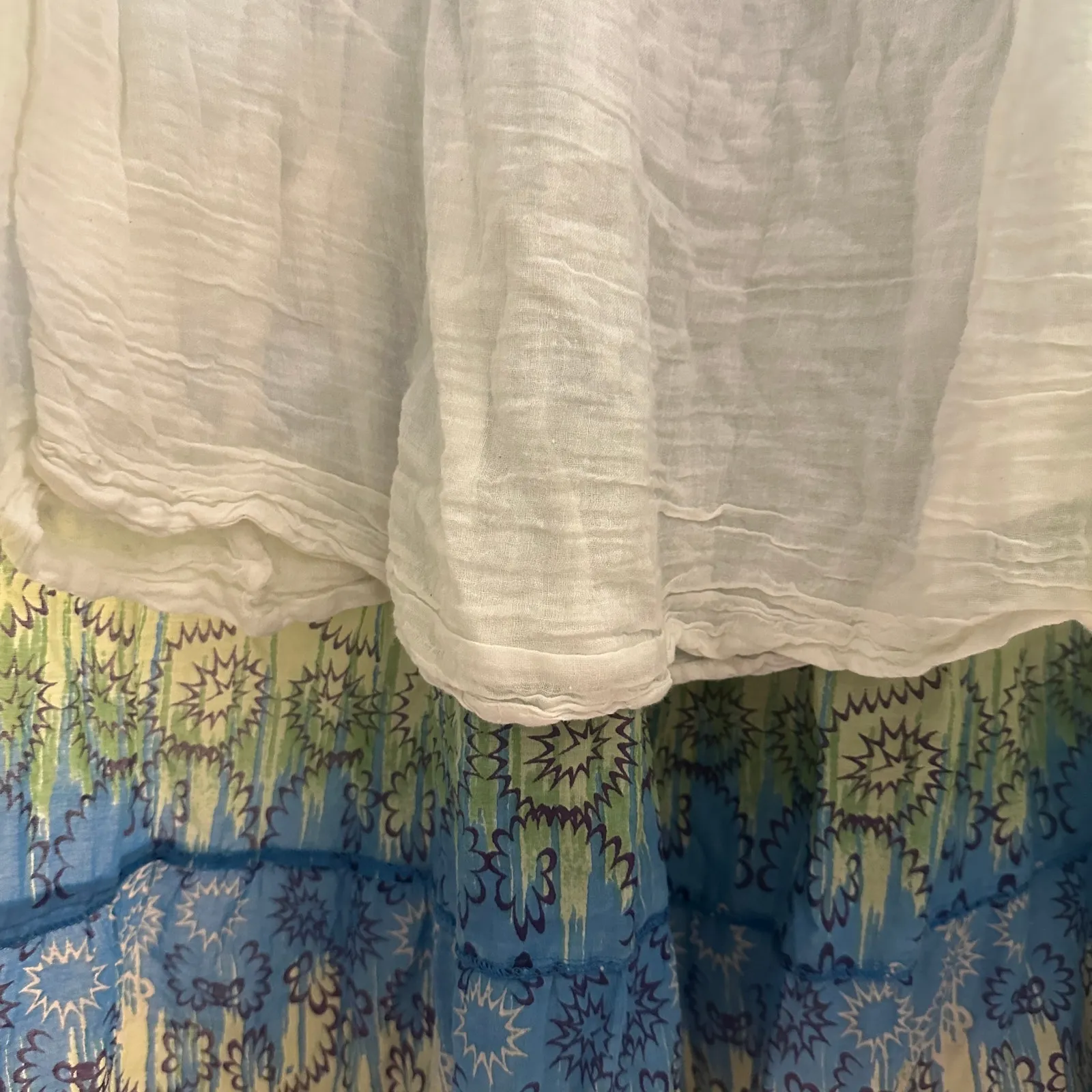 VTG 90s Jane Ashley Boho Tiered Multicolor Floral Peasant Maxi Skirt Fairy Large - Image 7