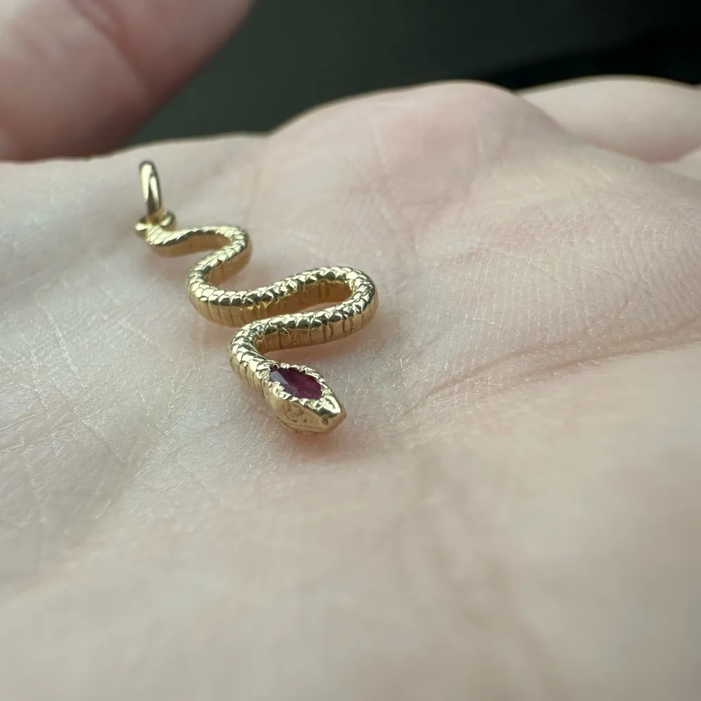 Catbird Talon Ruby Snake Charm 14k Gold - Image 9