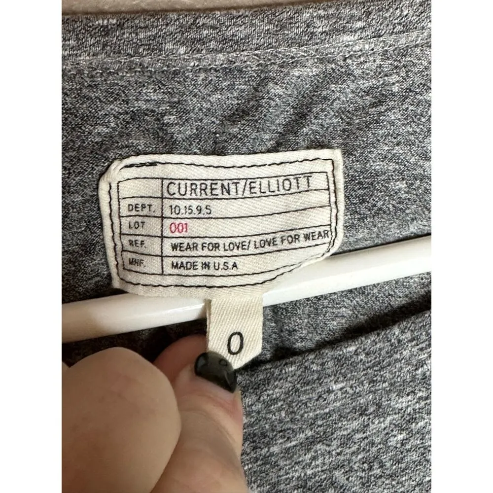 Current/ Elliot Grey Short Sleeve Elastic Waist Scrunch Tunic Blouse Size 0 - Image 3