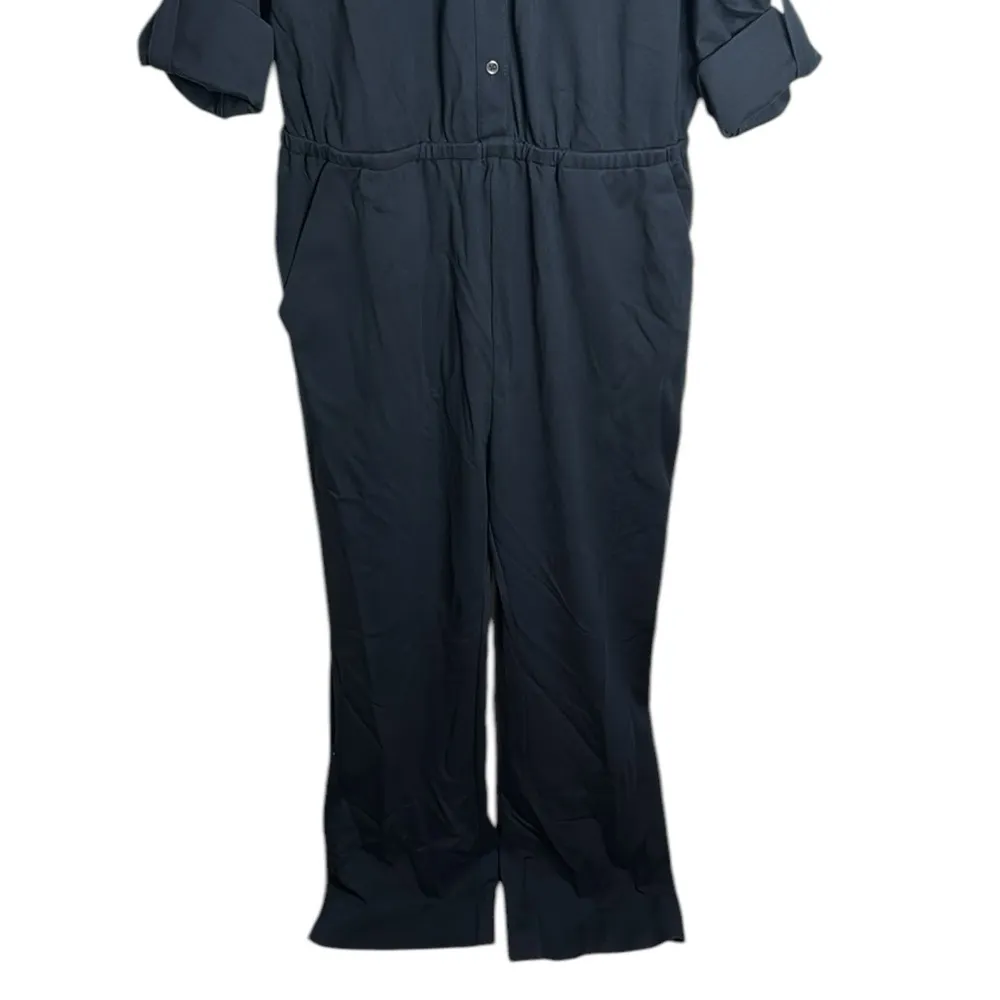 Soft Surroundings  Black Button Down Weekend Wide leg Jumpsuit Size M - Image 3