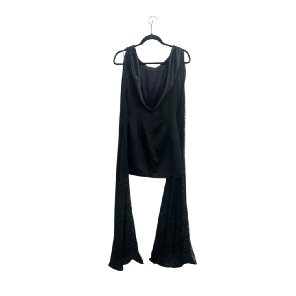 IvaNova Boutique Stunning Backless Long Sheer Floral Sleeve Mini Dress SZ 6 Black - Image 2