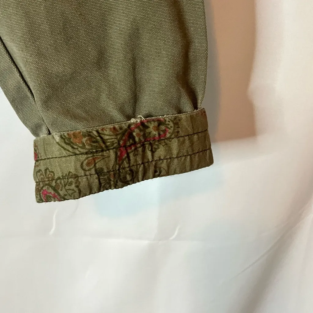 Jordache Olive Green  Jean Jacket with Floral Detail - Image 4