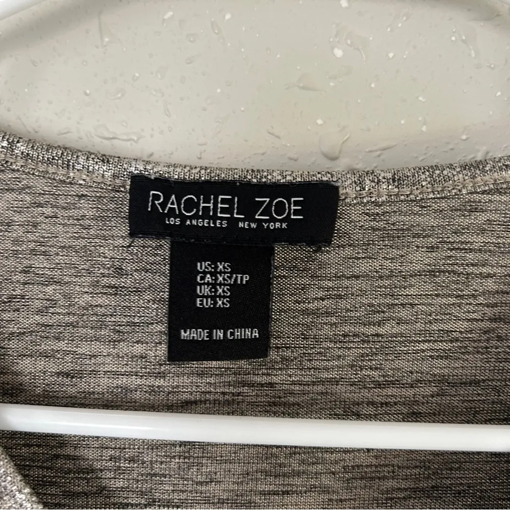 Rachel Zoe Gold Metallic Cinched Long Sleeve Party Formal Blouse XS - Image 2