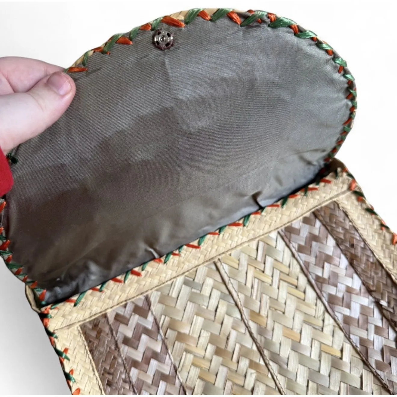 Vintage 1960s Cabana Floral Wicker Raffia Woven Straw Purse Handbag Philippines Yellow - Image 3