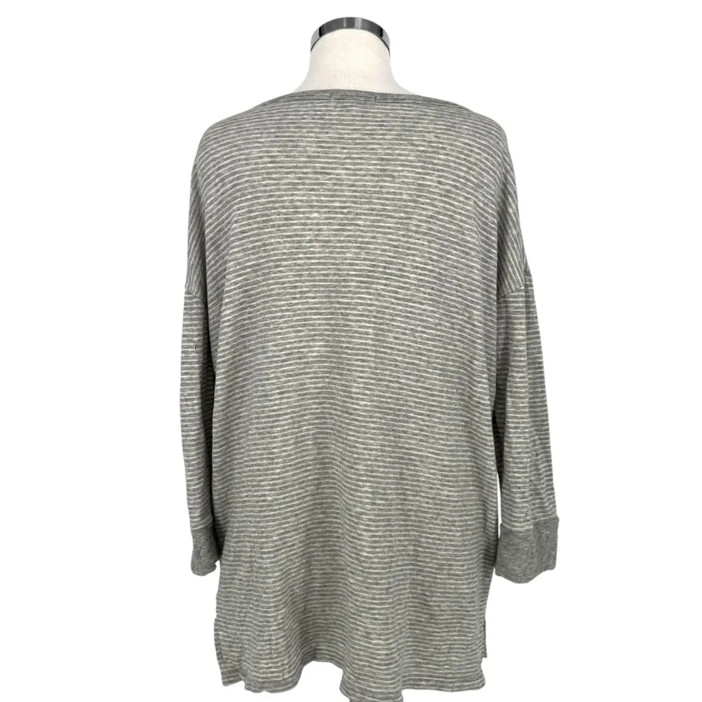 James Perse Striped Relaxed Fit Tunic Top Gray White Size XL 4 - Image 5