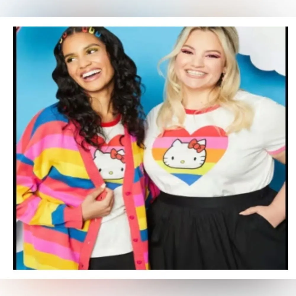 ModCloth x Hello Kitty “Sweet Like Candy” Rainbow Striped Cardigan Sweater Sz M - Image 2