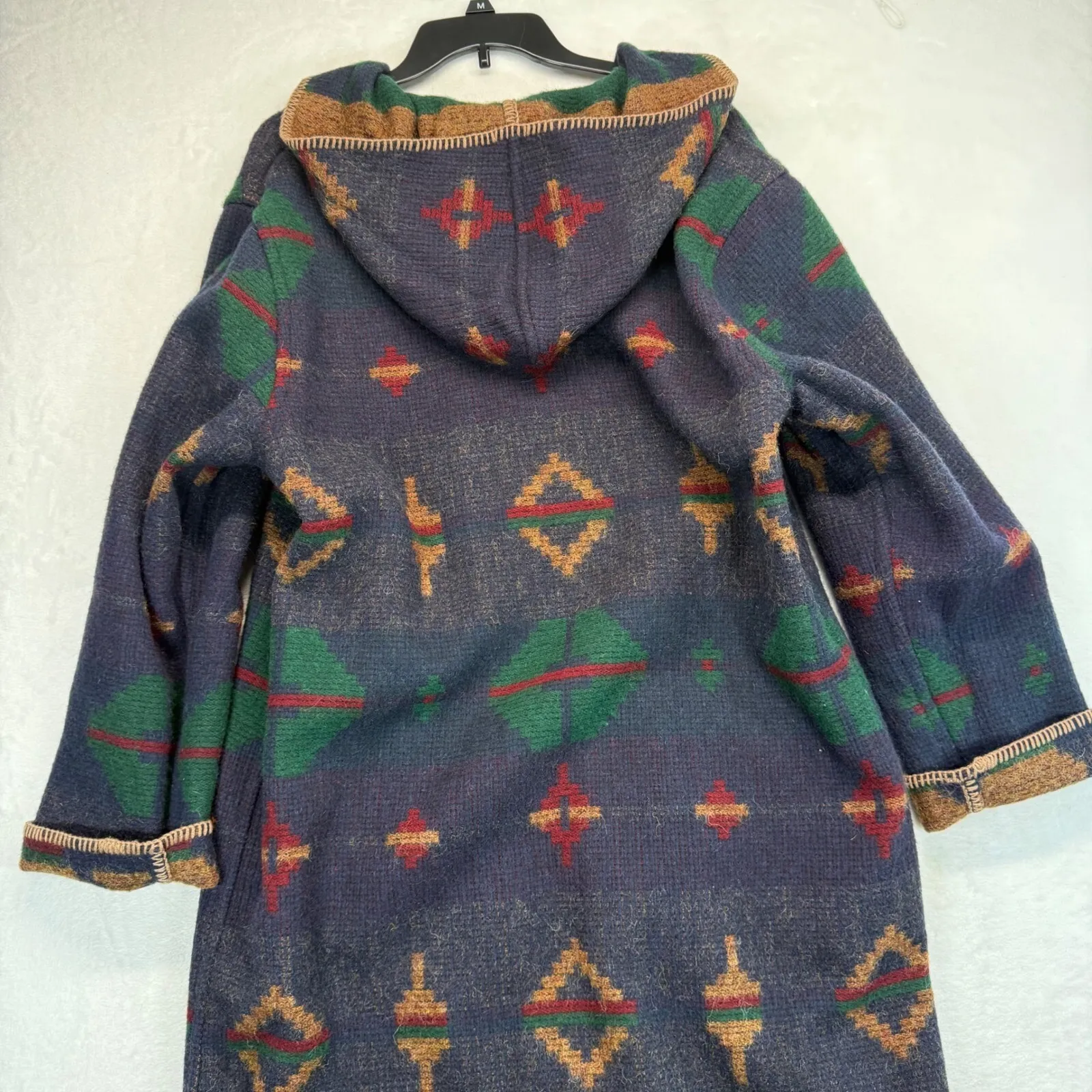 Vtg Woolrich Aztec‎ Duster Coat Reversible Southwestern Blanket Long Cardigan M - Image 10