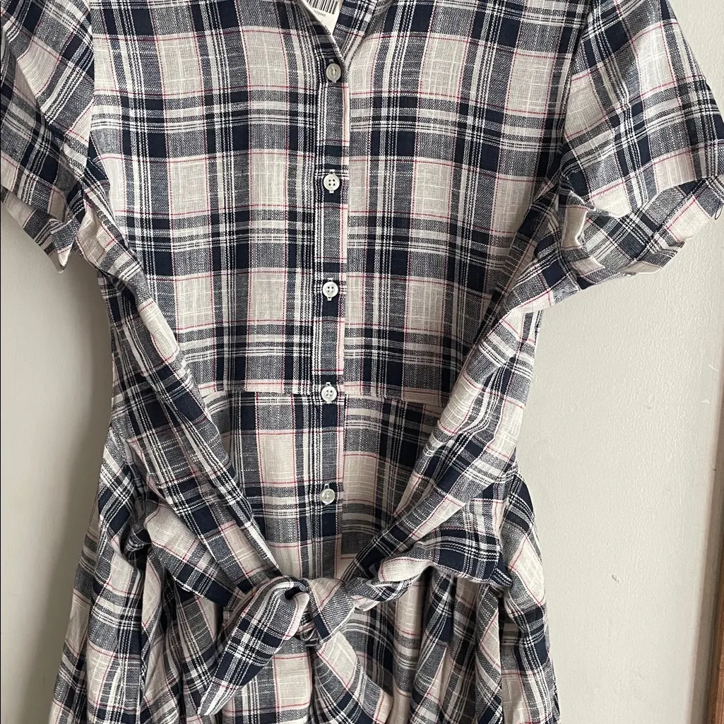 Anthropologie 11 1 Tylho Plaid Tie Front Shirt Dress - Image 10