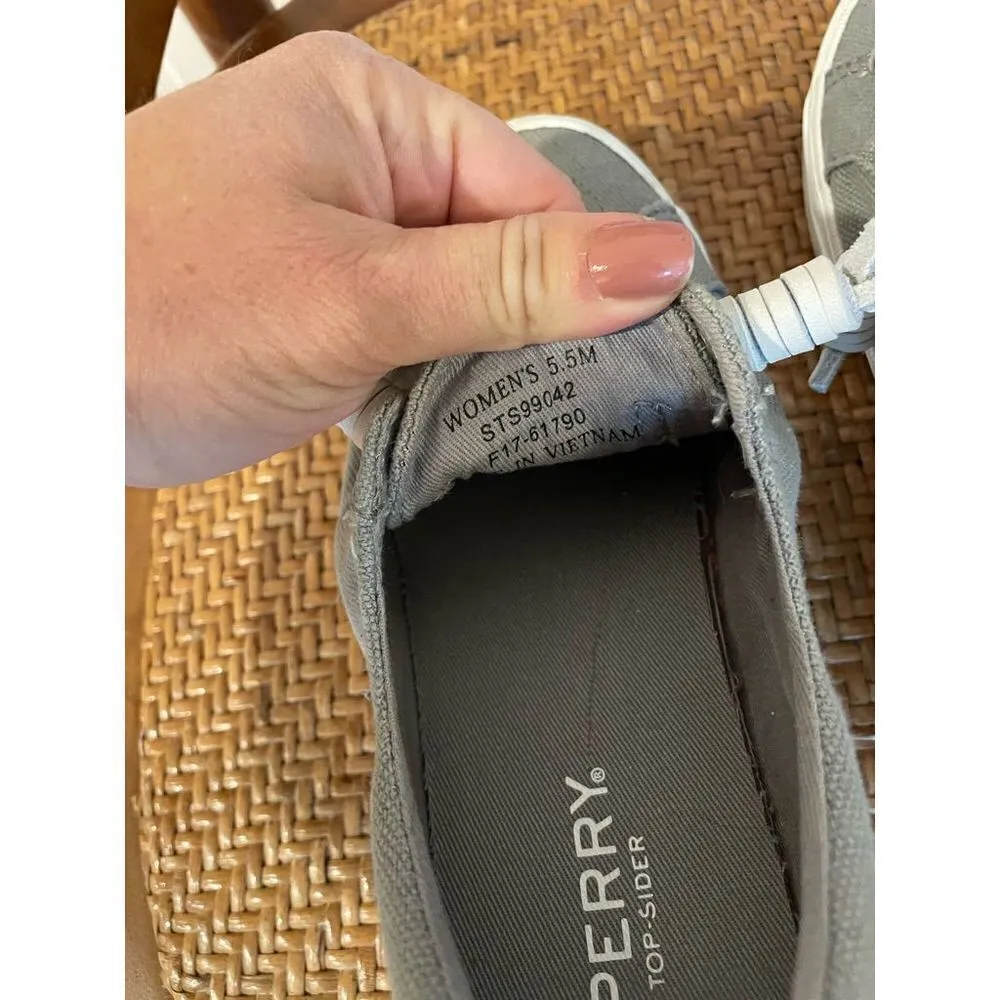 Sperrys nwob grey canvas slip on shoes 5.5 Gray - Image 7