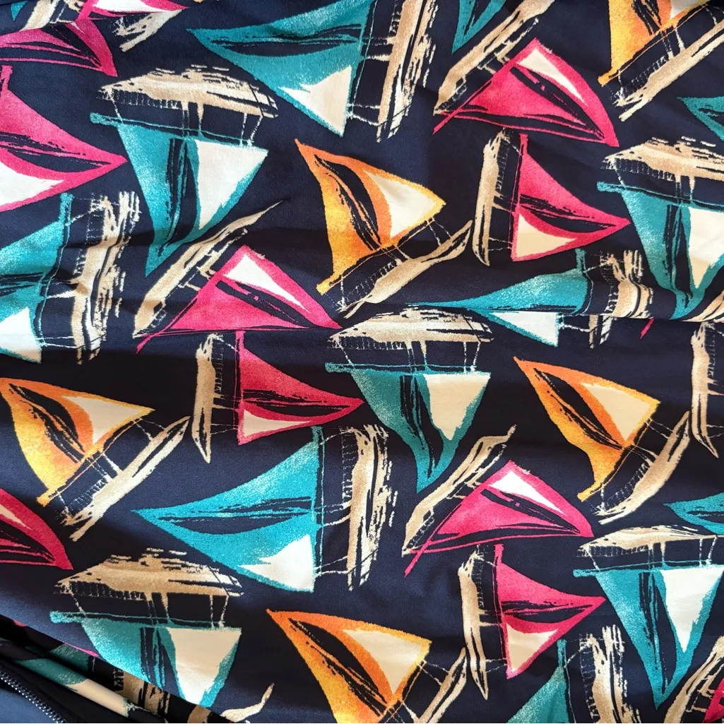 Chicos Pleated Rain Coat Jacket Striped Hem Sailboat Interior Womens Size 0 XS - Image 14