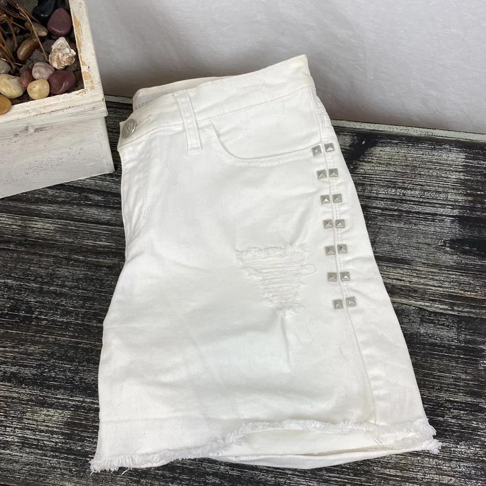 Rock & Republic White Distressed Studded Bermuda Shorts 4 - Image 2