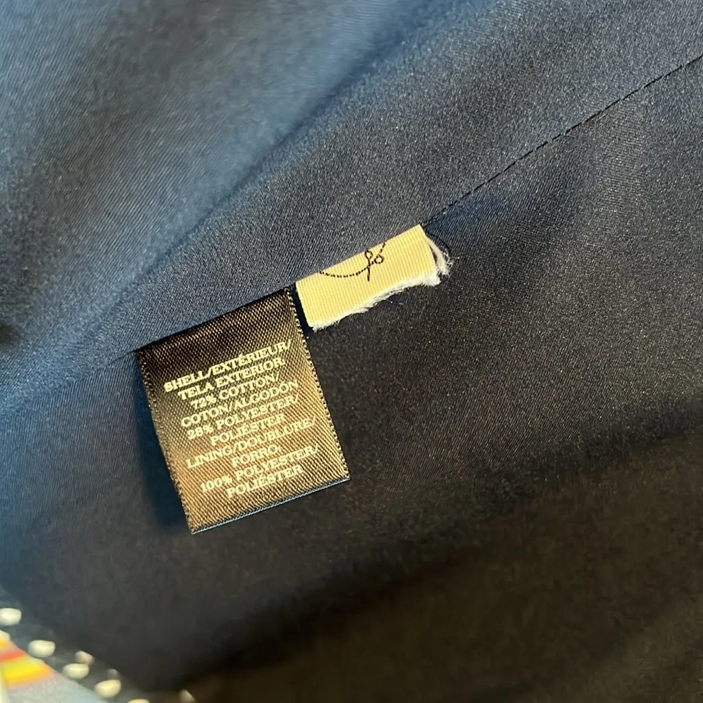 Ann Taylor Navy & White Polka Dot Cotton Blend Career Woven Blazer, 6P - Image 8