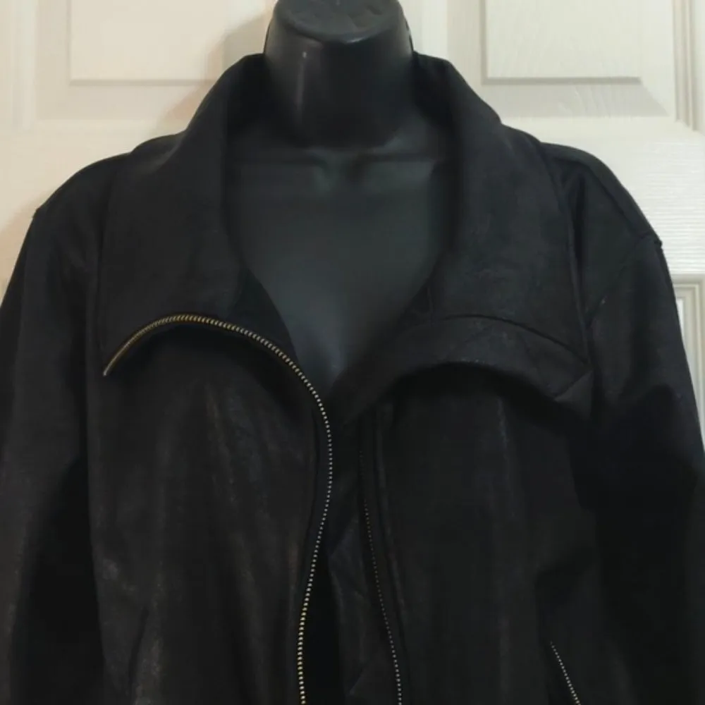 Lauren Ralph Lauren French Terry Coated Jacket Black Size Small NWT #3073 - Image 3